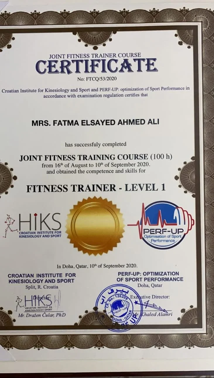 شهادة Fitness Trainer Level 1